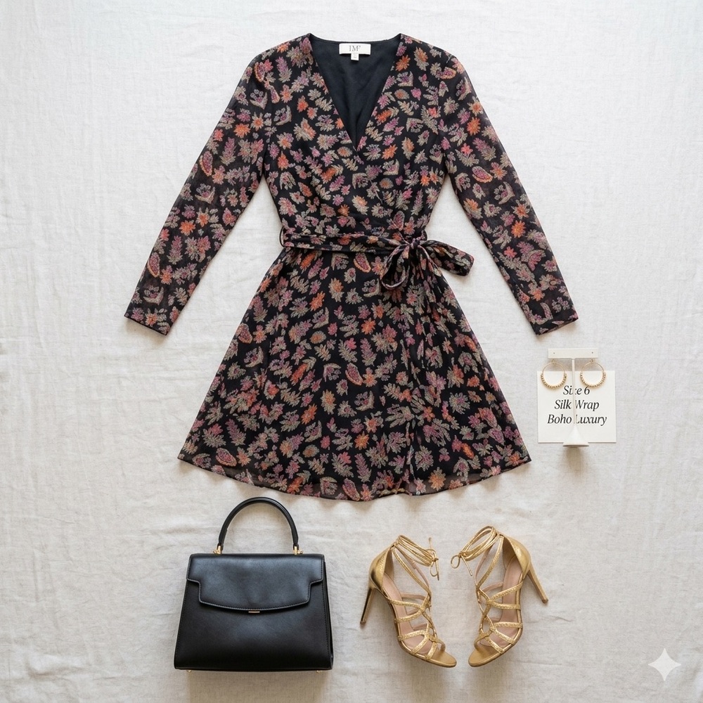 Diane von Furstenberg Julian Abstract Silk Wrap Dress 6 - Picture 3 of 15